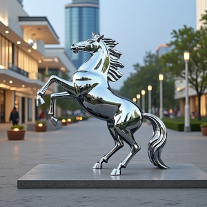 <span class=keywords><strong>Escultura</strong></span> Moderna <span class=keywords><strong>de</strong></span> <span class=keywords><strong>Pegaso</strong></span> en Acero Inoxidable Grabado, Decoración <span class=keywords><strong>de</strong></span> Paisaje Animal Grande con Espejo para Exteriores - Product Image 1