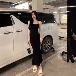 Summer Sexy Bodycon Dress Strapless Slit Long Skirt For Women Coffee Color - Product Image 4