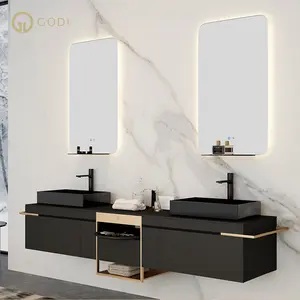 GODI moderne élégant haut de gamme luxe fixation murale armoire de salle de bains vanité avec évier pour salle de bains conçu par un designer suisse