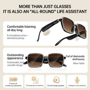 Gafas Inteligentes XG95 con Auriculares, Llamadas HD, Música, Protección Anti-luz Azul, para Exteriores, Auto, Deportes, con Diamantes - Product Image 2