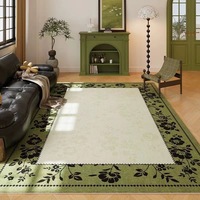 Tapis géométrique classique et romantique vert, lavable en machine, pour salon, canapé et table basse, idéal pour l'intérieur et l'extérieur.