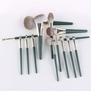 Set de 14 Brochas de Maquillaje Verdes, Pelo Sintético, Polvo Facial, Base, Kit Cosmético con Logotipo Personalizado - Product Image 6