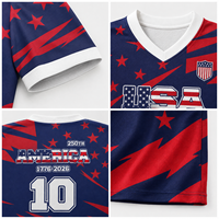 Conjunto de Uniforme de Fútbol Personalizado para Adultos, Camiseta y Pantalones Cortos con Sublimación, Logotipo del Equipo, Nombre y Número, Aniversario del 250 Aniversario de EE. UU.