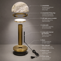 Lampe de table LED en marbre naturel de luxe, abat-jour en forme de dôme, lampe de chevet pour chambre à coucher, salon