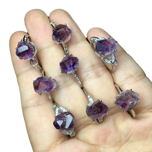 Аметистовое кварцевое кольцо-Золотая энергетическая Сфера целителя сувенир De Mariage с супер семью включениями - Product Image 1