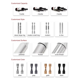 Moderno Botellero Expositor para 1, 2, 3 Botellas con Panel de Madera de Profundidad, Mueble Bar para el Hogar, Bodega o Bar - Product Image 2