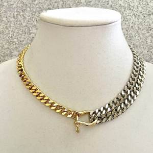 NM51613 Miami <span class=keywords><strong>Multicouche</strong></span> Plaqué Or Hiphop Mode Bijoux en Acier Inoxydable Cubain <span class=keywords><strong>Double</strong></span> Chaîne Mousqueton <span class=keywords><strong>Collier</strong></span> pour Femmes Hommes - Product Image 6