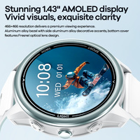 Montre connectée GPS REMAX WATCH50, écran AMOLED 1,43 pouces, 6 satellites, 3 ATM, natation, fréquence cardiaque, boussole, baromètre, lampe torche LED, appels Bluetooth