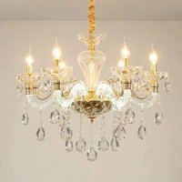 Lustre moderne nordique pour la maison et l'hôtel, lampe suspendue en cristal doré pour appartement, bar, décoration, matériau en verre