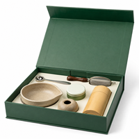 Ensemble de thé matcha avec logo personnalisé, bol en céramique complet, fouet en bambou, boîte, tamis, cuillère, coffret cadeau matcha OEM, kit de préparation