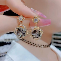 Anting Wanita Model Tetes Berlian Kristal Lapis Emas, Perhiasan Fashion Mewah Laris Grosir, Jarum Perak Serbaguna