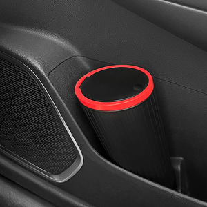 Cubo de basura para coche con apertura de un clic, tapa de PVC y plástico, soporte para vasos en el reposabrazos, caja de almacenamiento impermeable, tubo de almacenamiento en forma de copa - Product Image 5