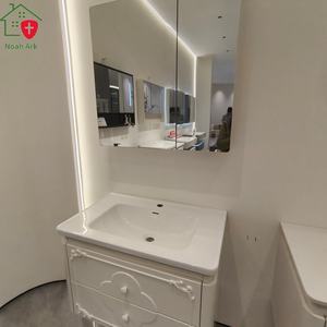 New Chinese-style white bathroom cabinet storage <b>mirror</b> cabinet white washbasin suspended cabinet body - Product Image 4