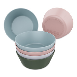 Ensemble de bols pour enfants en PLA biodégradable sans BPA, ronds de 156 mm, pour enfants de 6 mois et plus, bleu clair, rose pâle, blanc cassé, vert foncé - Product Image 3