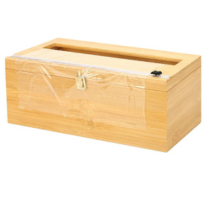 Caja de Almacenamiento de Bambú Rectangular con Tapa, para Conservación de Alimentos, Cortador de Papel de Aluminio para Cocina, de Sobremesa - Product Image 1