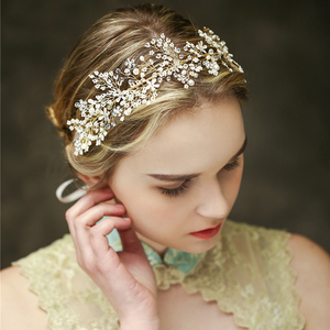 Venta al por mayor hecho a mano boda cabello vid de novia elegante nupcial desfile corona princesa corona - Product Image 3