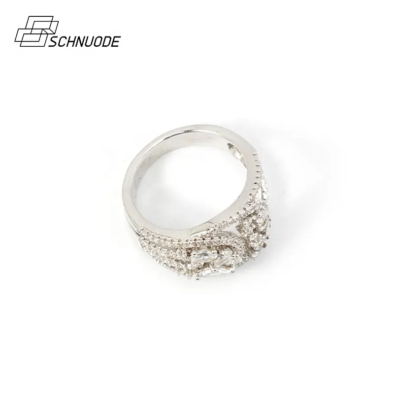 Luxurious 925 Silver Women's Diamond Paved Unique Design Ring Jewelry For Gift Wedding