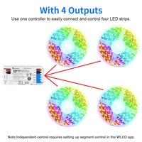 Controlador de Tira LED Digital ESP32 WLED, 4 Salidas, DC5-24V, 15A, RGBW, Programable, Direccionable, Control por Aplicación, WiFi, 4 Canales