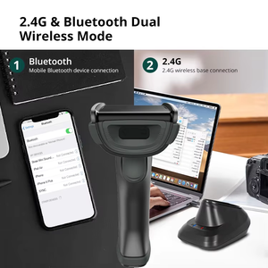 Scanner de codes à barres sans fil 2.4G 2d Lecteur de codes de base de charge Bluetooth robuste Vérificateur de prix Scanner de codes à barres Supermarché - Product Image 3