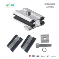 Pince intermédiaire sans cadre pour film mince avec caoutchouc EPDM pour système de montage sur rail solaire, toit plat métallique, AL6005 anodisé, OEM ODM ART SIGN