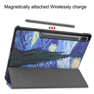 Custodia a tre ante in pelle PU con stampa a colori per <span class=keywords><strong>Samsung</strong></span> Galaxy Tab <span class=keywords><strong>S7</strong></span> <span class=keywords><strong>FE</strong></span> T736/<span class=keywords><strong>S7</strong></span> Lite T730 12.4 pollici 2021 - Product Image 4