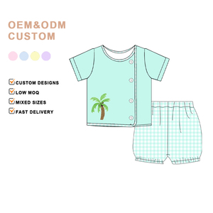 Abito Estivo per Bambina in Puro Cotone con Ricamo di Palme e Maniche a Sbuffo, Prezzo all'Ingrosso di Fabbrica Puresun - Product Image 3
