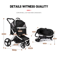 Vente chaude panier personnalisé produit une main plier 2024 nouveau modèle 4 roues poussette pour animaux de compagnie double poussette pour animaux de compagnie panier de rangement