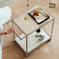 Canapé et table basse modulaires en acier Bauhaus, écologiques, chariot de service mobile pour petits appartements