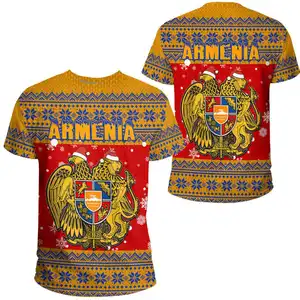 Nueva camiseta de Navidad de Armenia de alta calidad, gran oferta, venta al por mayor, elástica para Fitness Camiseta deportiva, logotipo personalizado, manga corta para hombres