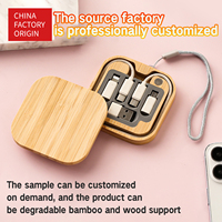 Harga Pabrik 5 in 1 Kabel Pengisi Daya Cepat Multi USB Kit Kabel Transfer Data Ramah Lingkungan dari Bambu Tipe-C untuk Android IOS