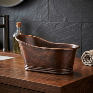Baignoire en métal artisanale avec finition patine antique pour la maison, le spa, l'hôtel, baignoire autoportante en cuivre ovale - Product Image 1
