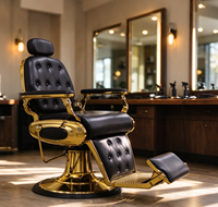 Fauteuil de Barbier Élégant à Cadre Doré et Coussin Épais Confortable, Vente en Gros Directe Usine, pour Salon de Beauté