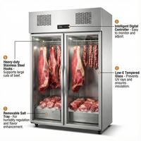 Vitrine réfrigérée pour viande avec porte en verre anti-buée, combinée avec un congélateur, pour utilisation en restaurant