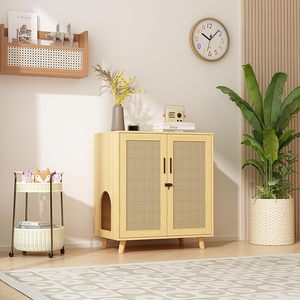 Caja de arena de madera MDF sostenible para perros y gatos, muebles de interior, casa oculta para perros y gatos para inodoros para gatos - Product Image 4