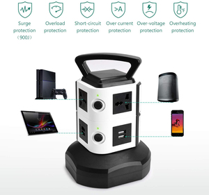Bande de charge d'alimentation Prise de tour domestique avec 6 prises universelles 4 ports USB <span class=keywords><strong>Base</strong></span> de câble rétractable pour une utilisation au bureau à domicile - Product Image 4
