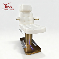 Lit de beauté électrique moderne blanc et or à 3 moteurs pour salon de beauté, idéal pour les soins des cils et du visage