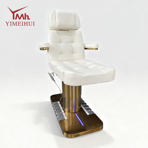 Moderna <span class=keywords><strong>Camilla</strong></span> Eléctrica de 3 Motores para Salón de Belleza, Color Blanco Dorado, para Tratamientos Faciales y de Pestañas - Product Image 5