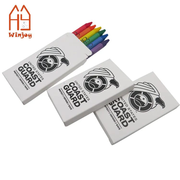 6 color crayons into white box set custom advertising spot crayons low MOQ crayon filling color combination