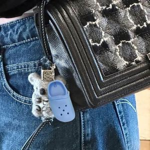 Private Label Mini Rubber Slipper Keychain Funny Shoe Keyring for Bags Custom Branding Silicone Hole Sandals Key Chain Bulk OEM - Product Image 4