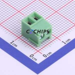 XY302V-3.5-2P <b>Screw</b> Terminal <b>Block</b> Through hole Component (THT),P=3.5mm Connector 1x2P 3.5mm Green Through Hole - Product Image 1
