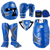 Meilleure vente équipement de boxe Muay Thai avec logo personnalisé en PU combo boxe de combat arts martiaux casque de karaté garde de l'aine ensemble de boxe