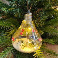 Boules de Noël artisanales à LED, brillantes, transparentes, remplissables, suspendues, imperméables, ornements en PET pour l'extérieur