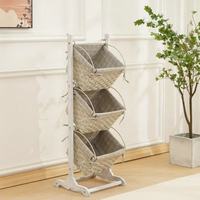 Panier de rangement en bois tissé multicouche au design moderne Étagère de rangement en tissu pour chambre à coucher avec étagère à collation suspendue