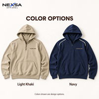 Sweat-shirts et sweats à capuche pour hommes à demi-zip, couleur beige sable doux, avec passepoil aux épaules et motif graphique lettré, en coton, décontractés, qualité premium, marque privée, vente en gros