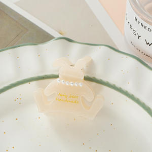 مشبك شعر كوري على شكل أرنب للفتيات، إكسسوار شعر ناعم وحلو من حمض الخليك، مشبك شعر حيواني أنيق ولطيف من الأسيتات - Product Image 4