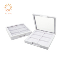 Palette de maquillage carrée en plastique magnétique vide Bloompack Fashion avec fenêtre, personnalisable avec logo, 4 compartiments, recyclable