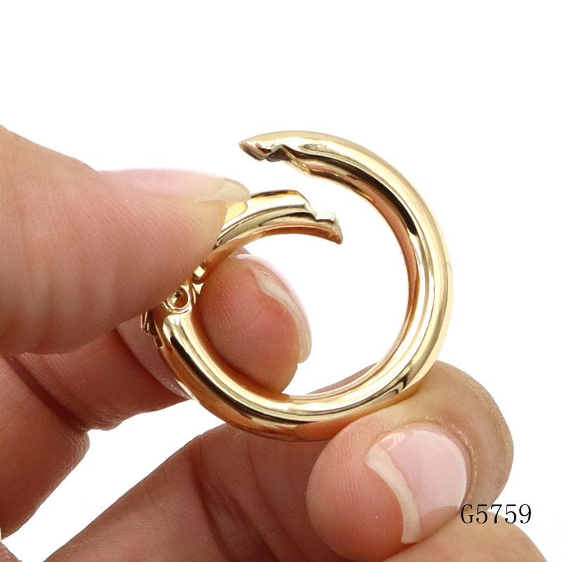 Classic Gold Round Wire Spring Ring Carabiner Clasp Portable Bag ...