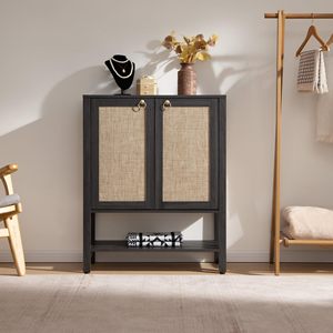 Armoire à chaussures SENYU moderne en MDF noir avec 2 tiroirs, portable, étanche, écologique, meuble de chambre pour appartement - Product Image 2