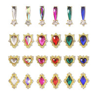 Breloques de luxe en alliage de zircon, forme goutte d'eau et cœur, avec strass AB, nouveau style, pour ongles, en vrac