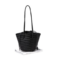 Sac seau rétro français en cuir véritable tressé à la main, doublure en coton, printemps, tendance Instagram